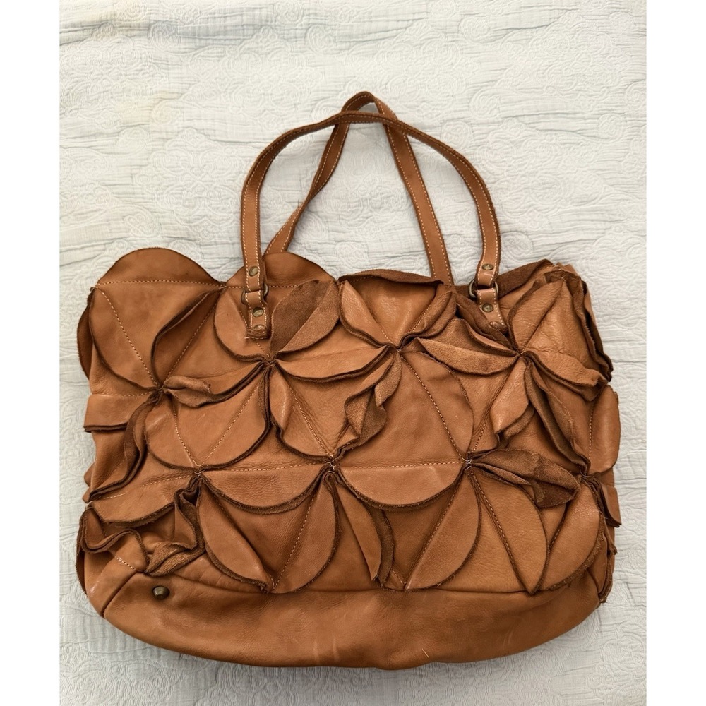 Costanza Rota Vintage Y2K Tan Brown Boho Handbag Purse Bag Italy‎ Fiori Flower